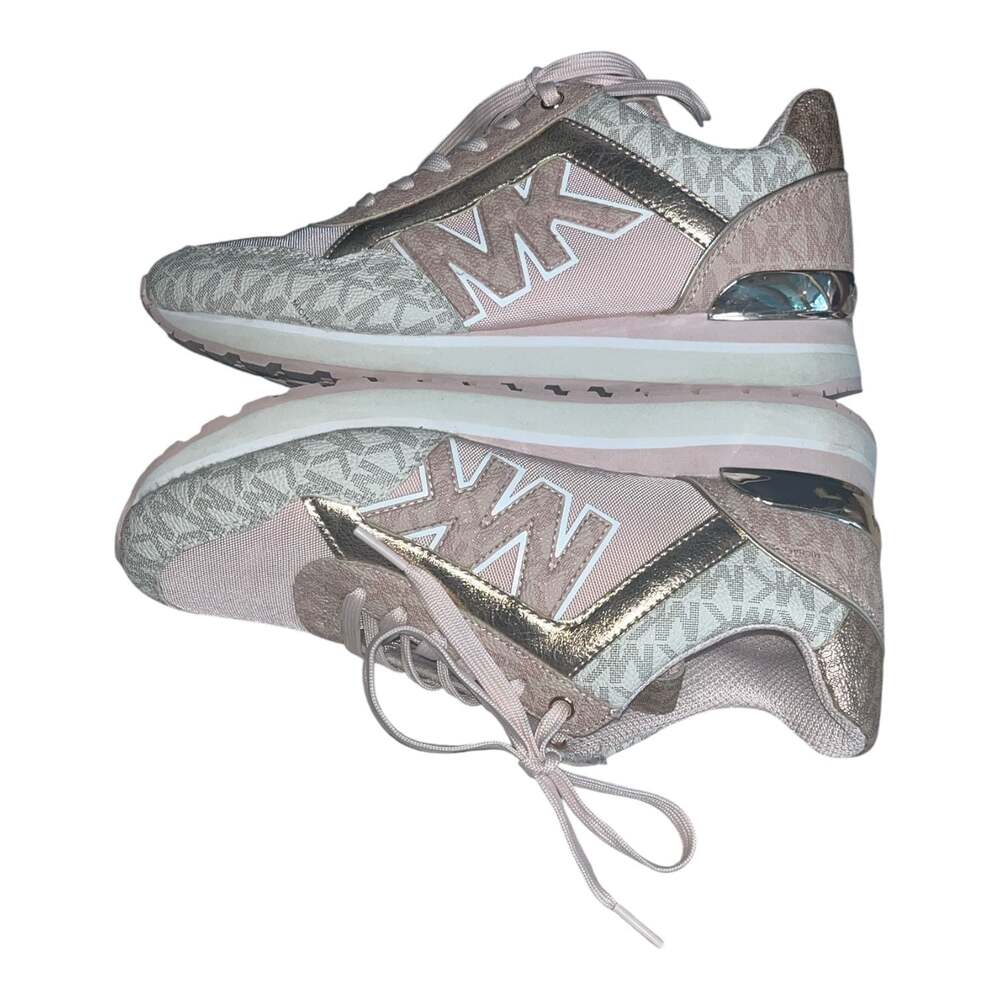 Michael Kors Maddy Two-Tone Logo and Mesh Trainer Powder Blush - Picture 2 of 7